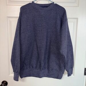 Luna Pier Mens XL Navy Blue Micro Waffle Knit Crewneck Sweatshirt VStitch Ribbed